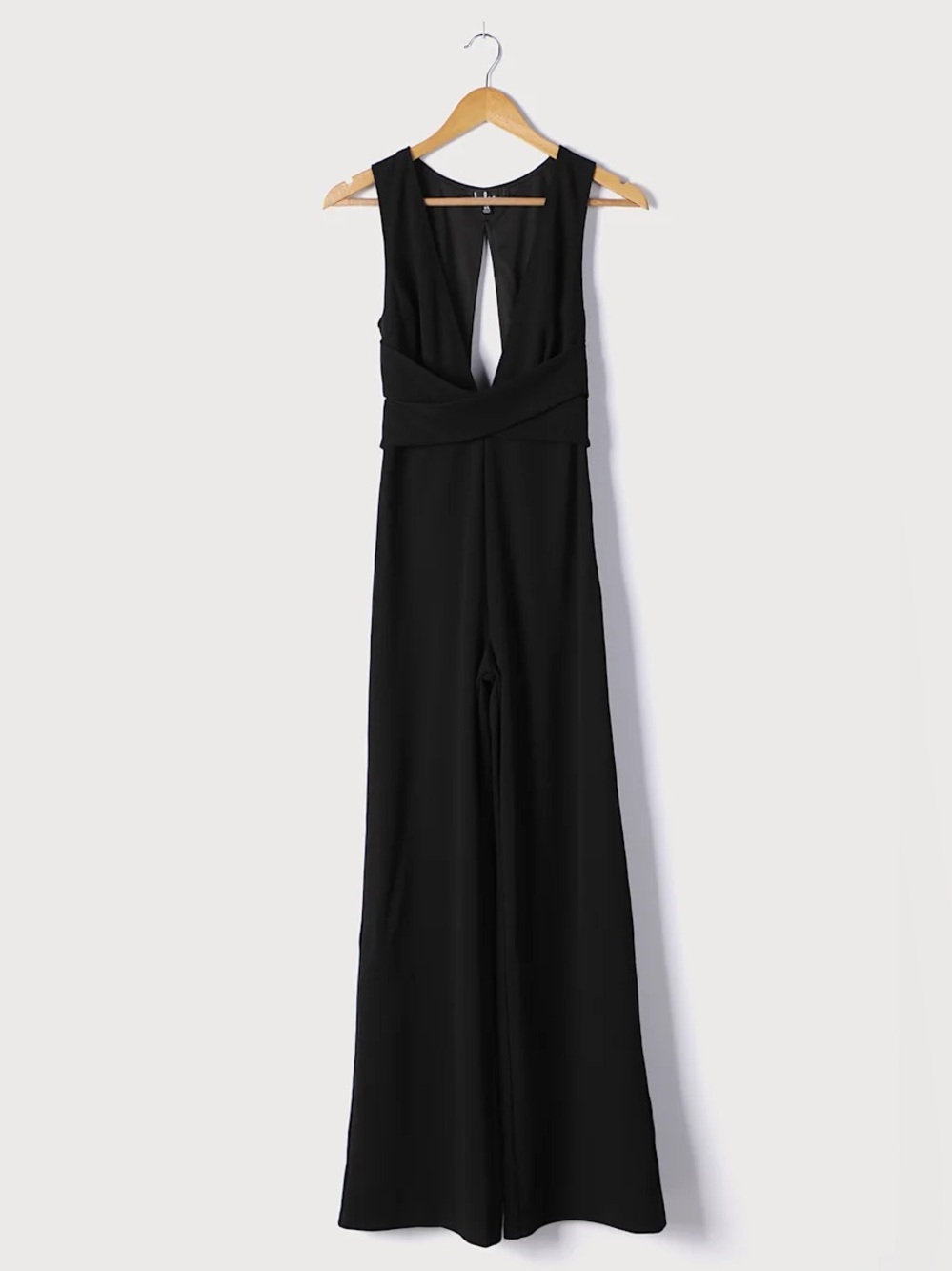 Lulus -  Black V-Neck Wide-Leg Jumpsuit